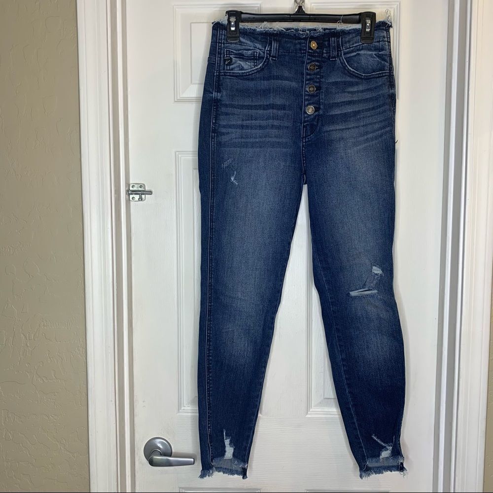 Kancan - Distressed High Waisted High Rise Button Fly Skinny Jeans Size 28